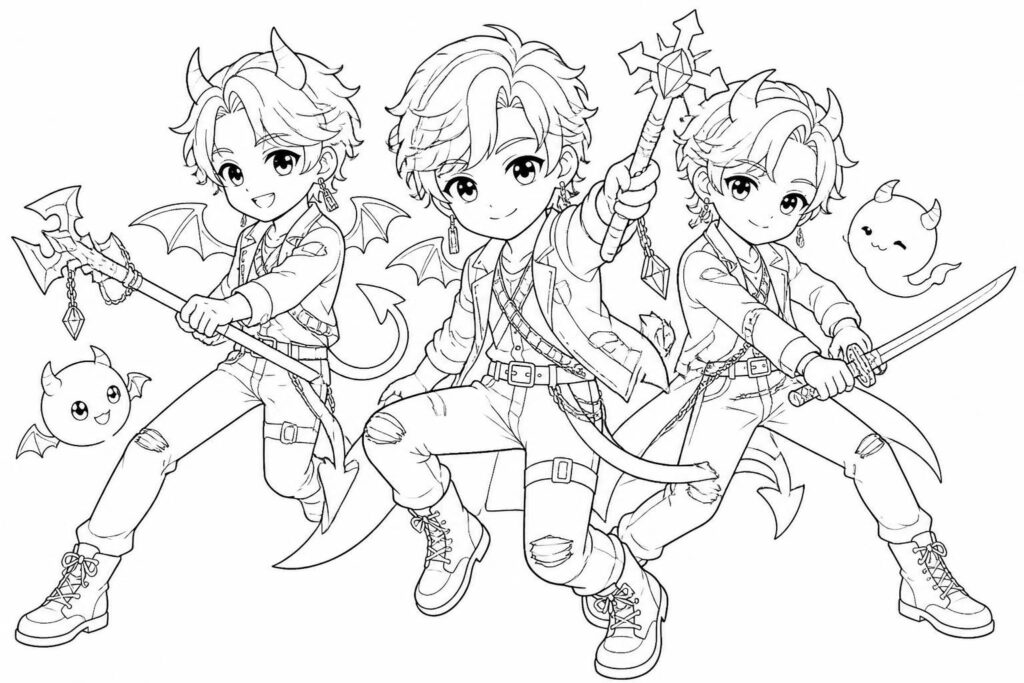 Dessin K Pop Demon Hunters à colorier : modèles faciles et kawaii