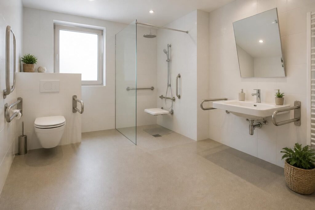 Salle de bain PMR : dimensions et normes pour un aménagement adapté